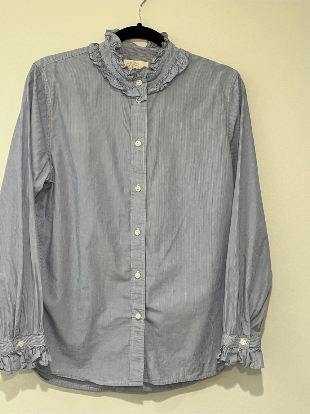 J. Crew Light Blue Ruffle-Collar Button-Down Shirt